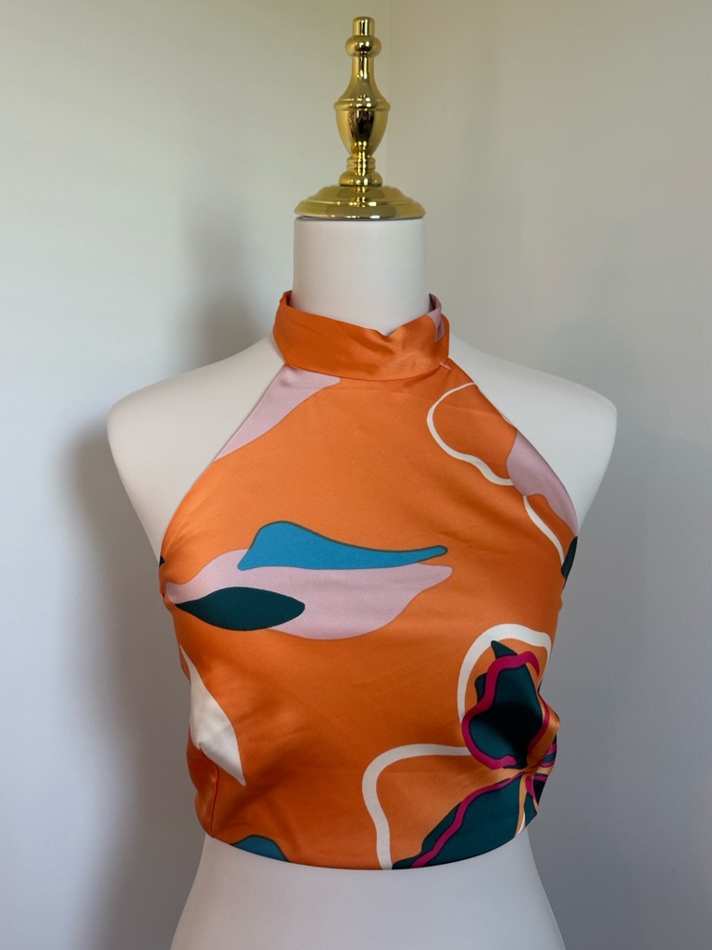 NWT Sigrid Olsen Satin Halter Crop Top